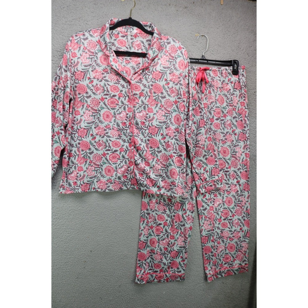 Flora Nikrooz Floral Fleece 2 Piece Pajama Set-Size Medium-Pockets-Cozy Chic